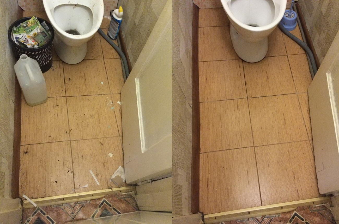 Уборка ванной 2-комнатной квартиры с чисткой пола